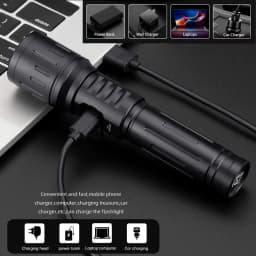 Zoom 4-Colour Light White/Red/Green/Blue LED Flashlight USB Rechargeable Fishing Camping Hunting Photography Selfie Hiking Torch