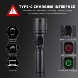 Zoom 4-Colour Light White/Red/Green/Blue LED Flashlight USB Rechargeable Fishing Camping Hunting Photography Selfie Hiking Torch