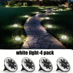 4 Mini Solar Led Ground Lights, Outdoor Stainless Steel Rotating Solar Path Lights, Solar Ground Landscape Lighting