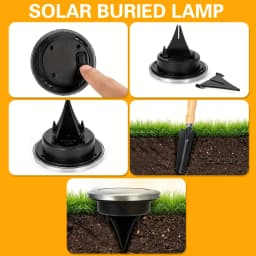 4 Mini Solar Led Ground Lights, Outdoor Stainless Steel Rotating Solar Path Lights, Solar Ground Landscape Lighting