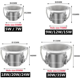 IP65 Waterproof Downlight LED Spotlight Embedded COB Ceiling Light AC110V-220V Bathroom Kitchen Balcony Toilet Lighting Bulb