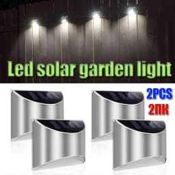 2Pcs Stainless Steel Solar Wall Lights Waterproof Outdoor LED for Garden Patio Fence Deck Step Yard Pathway Landscape Decor Auto