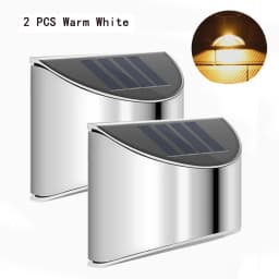 2Pcs Stainless Steel Solar Wall Lights Waterproof Outdoor LED for Garden Patio Fence Deck Step Yard Pathway Landscape Decor Auto