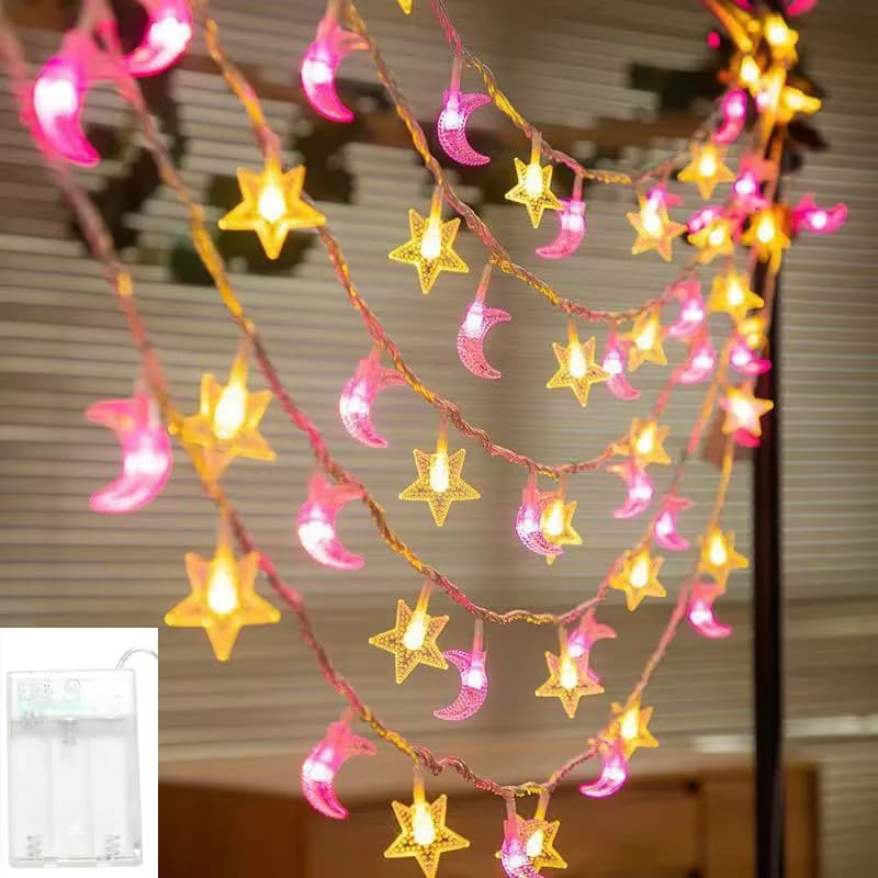 1.5M/3M LED Star Moon Colorful Light String Starry Sky Living Room Outdoor Courtyard Camping Trunk Decoration Atmosphere Light