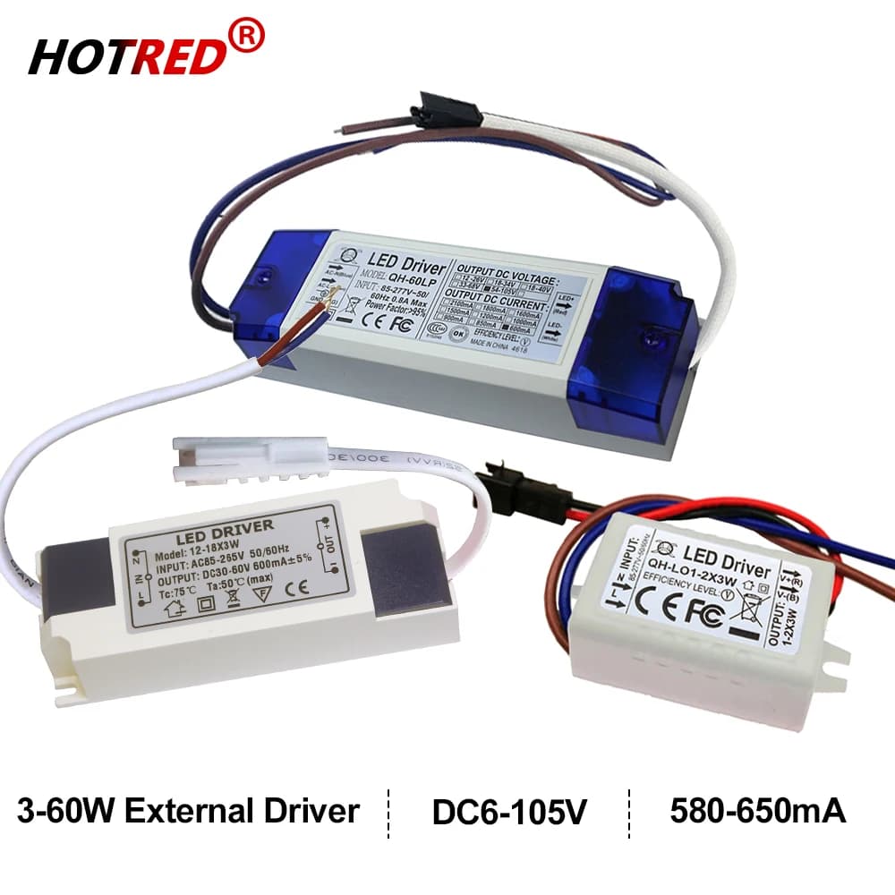 LED Driver 600mA 650mA 3W10W 20W 30W 36W 40W 50W 60W1-2x3w 6-10x3w 10-18x3w 18-30x3W Constant Current Lamp Lighting Transformer