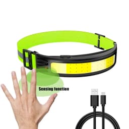 Cob Wave Induction Headlamp 6 Mode Head Light with Built-in Battery USB C Rechargeable Camping Night Running Flashlight