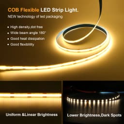 5V 12V COB LED Strip Light Ultra Thin 3MM 5MM 8MM Flexible Tape 320Leds/m RA90 Dimmable Linear Lighting Warm Natural Cool White