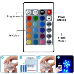 10 LEDs RGB Submersible LED Lights Underwater Night Lamp Battery Operated Garden Swimming Pool Light for Wedding Party Vase Bowl