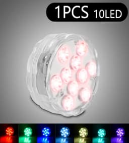 10 LEDs RGB Submersible LED Lights Underwater Night Lamp Battery Operated Garden Swimming Pool Light for Wedding Party Vase Bowl