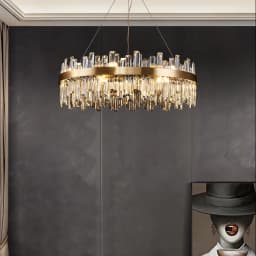 LED Postmodern Golden Chrome Silver Round Oval Crystal Chandelier Lighting Suspension Luminaire Lampen For Dinning Room