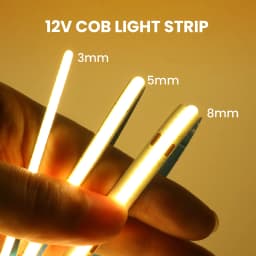3mm 5mm 8mm Width COB LED Strip Light DC 12V 24V 384LEDs/m High Density for Room Linear Dimmable Flexible Tape 3000K 4000K 6000K