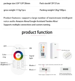 Tuya Smart Life Home DC5V12V24V 6A/CH Max15A DIM CCT RGB Led Light Strip WIFI DIMMER Controller 2.4G Remote/APP/Alexa Control