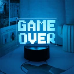 USB 3D Night Light GAME Over Visual Atmosphere Light Colorful Touch Color Change Night Light Room Decoration Table Light