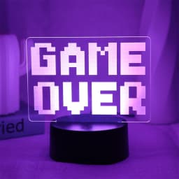 USB 3D Night Light GAME Over Visual Atmosphere Light Colorful Touch Color Change Night Light Room Decoration Table Light