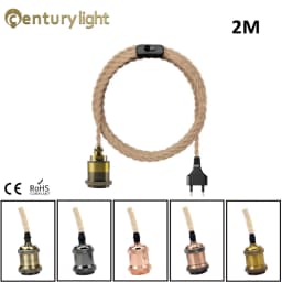2M 3M Power Cord Pendant Light Twist Hemp Rope Cables E26 E27 Lamp Holder EU Plug with Switch Wire Edison Bulb Socket Cord Cable