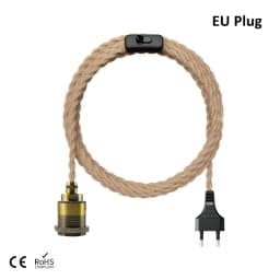2M 3M Power Cord Pendant Light Twist Hemp Rope Cables E26 E27 Lamp Holder EU Plug with Switch Wire Edison Bulb Socket Cord Cable