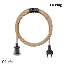 2M 3M Power Cord Pendant Light Twist Hemp Rope Cables E26 E27 Lamp Holder EU Plug with Switch Wire Edison Bulb Socket Cord Cable