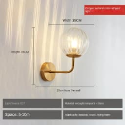 Modern Glass Ball Led Wall Lamp Gold Nordic Minimalist Sconces Lighting Living Bedroom Bedside Mirror Lights Decor Fixtures