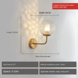 Modern Glass Ball Led Wall Lamp Gold Nordic Minimalist Sconces Lighting Living Bedroom Bedside Mirror Lights Decor Fixtures