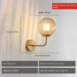 Modern Glass Ball Led Wall Lamp Gold Nordic Minimalist Sconces Lighting Living Bedroom Bedside Mirror Lights Decor Fixtures