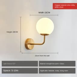 Modern Glass Ball Led Wall Lamp Gold Nordic Minimalist Sconces Lighting Living Bedroom Bedside Mirror Lights Decor Fixtures