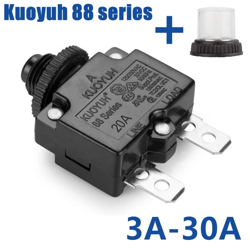 10pcs Kuoyuh 88 series 3a 5A 8A 10A 12A 25A 30A Overload protector switch motor miniature circuit breaker with waterproof cap