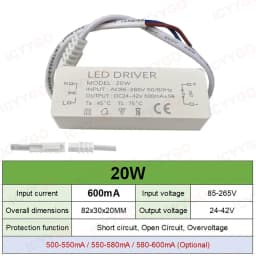 LED Driver 8-12W 20W 30W 36W 300mA 600mA 900MA LED Constant Current Drive Power Supply External GU10E27 Isolation Wide Voltage