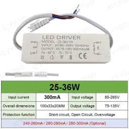 LED Driver 8-12W 20W 30W 36W 300mA 600mA 900MA LED Constant Current Drive Power Supply External GU10E27 Isolation Wide Voltage