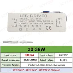 LED Driver 8-12W 20W 30W 36W 300mA 600mA 900MA LED Constant Current Drive Power Supply External GU10E27 Isolation Wide Voltage
