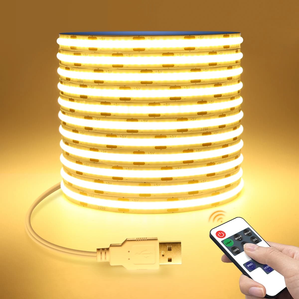 DC5V USB Powered COB LED Strip With RF Dimmable Remote Control 1/2/3/5M Flexible LED Tape For Kitchen Mirror Backlight Decor 