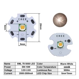 High Power LED 5W-10W 5050 XLM T6 5050-L2 3-3.7V Warm Neutral Cold White Red Green Blue UV Purple Chip Diodes Flashlights Part