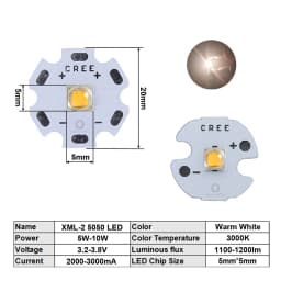 High Power LED 5W-10W 5050 XLM T6 5050-L2 3-3.7V Warm Neutral Cold White Red Green Blue UV Purple Chip Diodes Flashlights Part
