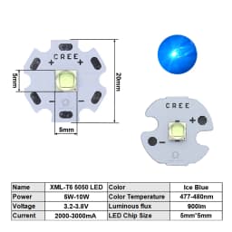 High Power LED 5W-10W 5050 XLM T6 5050-L2 3-3.7V Warm Neutral Cold White Red Green Blue UV Purple Chip Diodes Flashlights Part