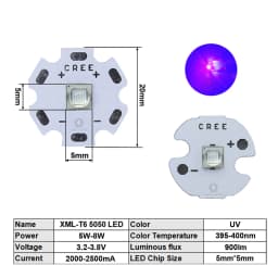 High Power LED 5W-10W 5050 XLM T6 5050-L2 3-3.7V Warm Neutral Cold White Red Green Blue UV Purple Chip Diodes Flashlights Part