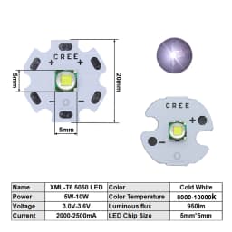 High Power LED 5W-10W 5050 XLM T6 5050-L2 3-3.7V Warm Neutral Cold White Red Green Blue UV Purple Chip Diodes Flashlights Part