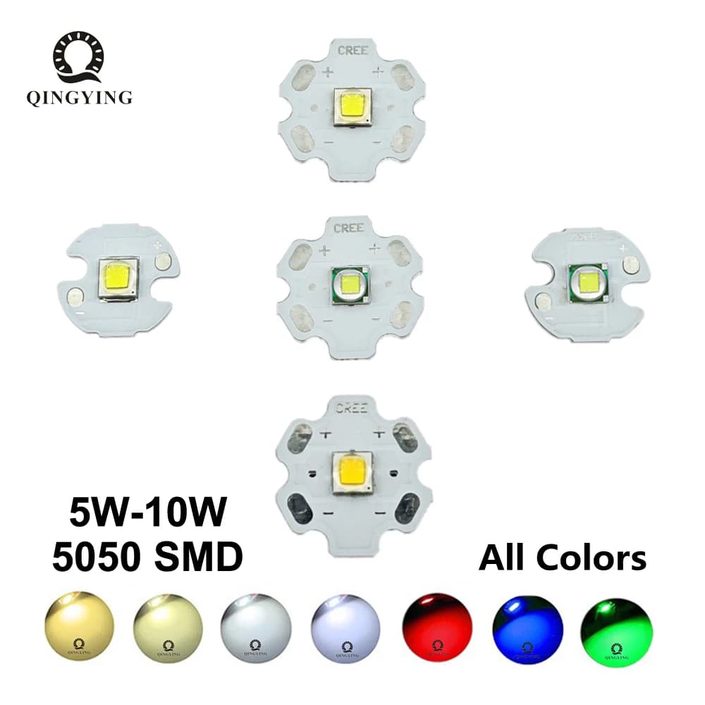 High Power LED 5W-10W 5050 XLM T6 5050-L2 3-3.7V Warm Neutral Cold White Red Green Blue UV Purple Chip Diodes Flashlights Part