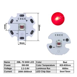 High Power LED 5W-10W 5050 XLM T6 5050-L2 3-3.7V Warm Neutral Cold White Red Green Blue UV Purple Chip Diodes Flashlights Part