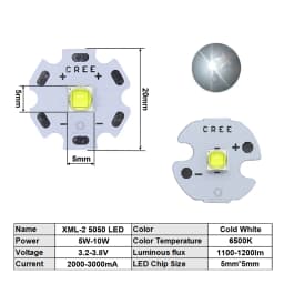 High Power LED 5W-10W 5050 XLM T6 5050-L2 3-3.7V Warm Neutral Cold White Red Green Blue UV Purple Chip Diodes Flashlights Part