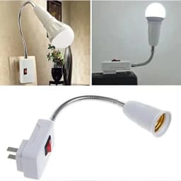 E27/E26 Socket Adapter with On/Off Switch Light Lamp Bulb 360 Degrees Flexible US EU Plug for Night Light Grow Lights Desk Lamp