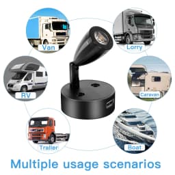 2/1X LED Reading Spotlight Interior Lighting Aluminum Adjustable Touch Control Dimmable Wall Lamp for Boat RV Trailer Warm Cool