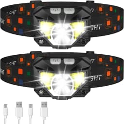 Headlamp Flashlight, 1200 Lumen Ultra-Light Bright LED Rechargeable Headlight with White Red Light,2Pack Waterproof Motion