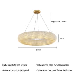 Modern Luxury Circle Crystal Chandelier For Living Room Led Home Decor Hanging Lamp Light Fixture Round Bedroom Cristal Lustre