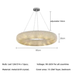 Modern Luxury Circle Crystal Chandelier For Living Room Led Home Decor Hanging Lamp Light Fixture Round Bedroom Cristal Lustre