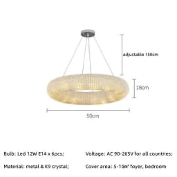 Modern Luxury Circle Crystal Chandelier For Living Room Led Home Decor Hanging Lamp Light Fixture Round Bedroom Cristal Lustre