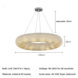 Modern Luxury Circle Crystal Chandelier For Living Room Led Home Decor Hanging Lamp Light Fixture Round Bedroom Cristal Lustre