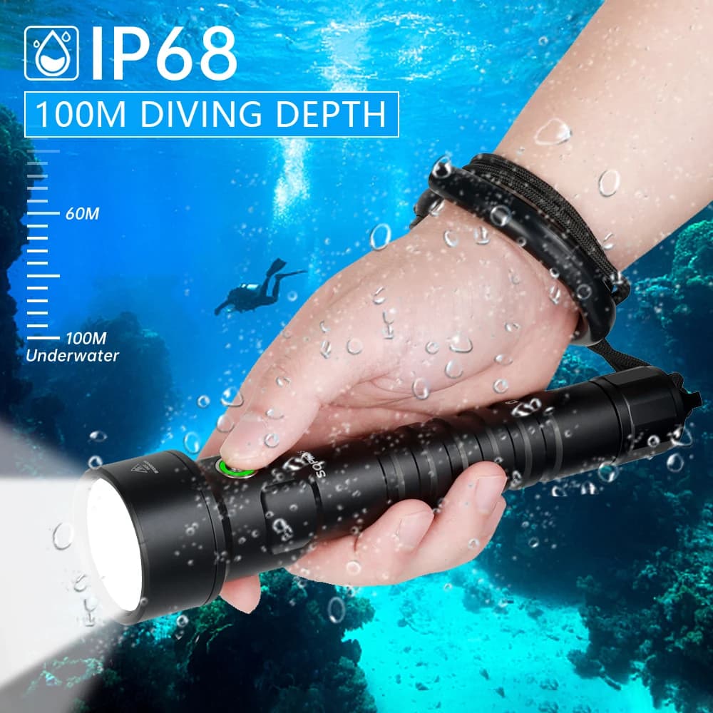 SOFIRN SD09L 6800lm Scuba Diving Flashlight SST40 LED 542m Underwater Dive Light Submersible Torch with Rechargeable Power