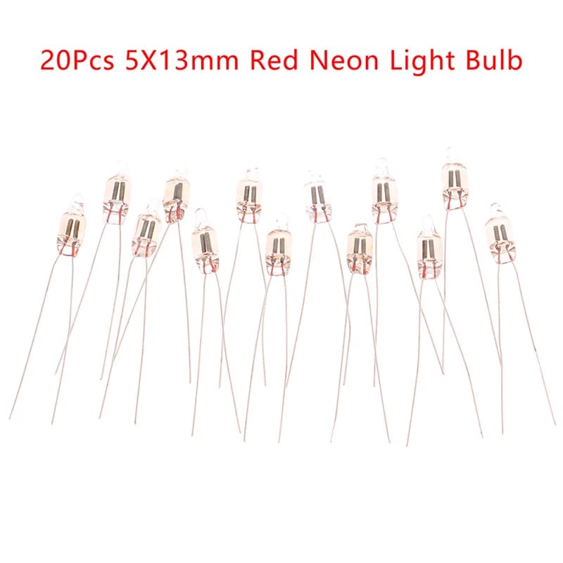 20Pcs Neon Indicator Light Red Signs 5mm Lamp Glow 5X13mm 220v Bulbs Switch Button