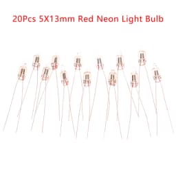 20Pcs Neon Indicator Light Red Signs 5mm Lamp Glow 5X13mm 220v Bulbs Switch Button