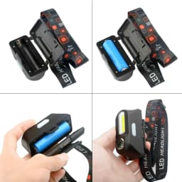 Mini Portable XPE+COB Headlamp Dual Light Source USB Rechargeable Use 18650 Battery Outdoor Camping Fishing Headlight