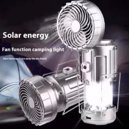 Solar Portable Camping Lanterns Electric Fan 1500mAh LED Solar Power Hanging Tent Rechargeable Outdoor Emergency Lamp with Fan
